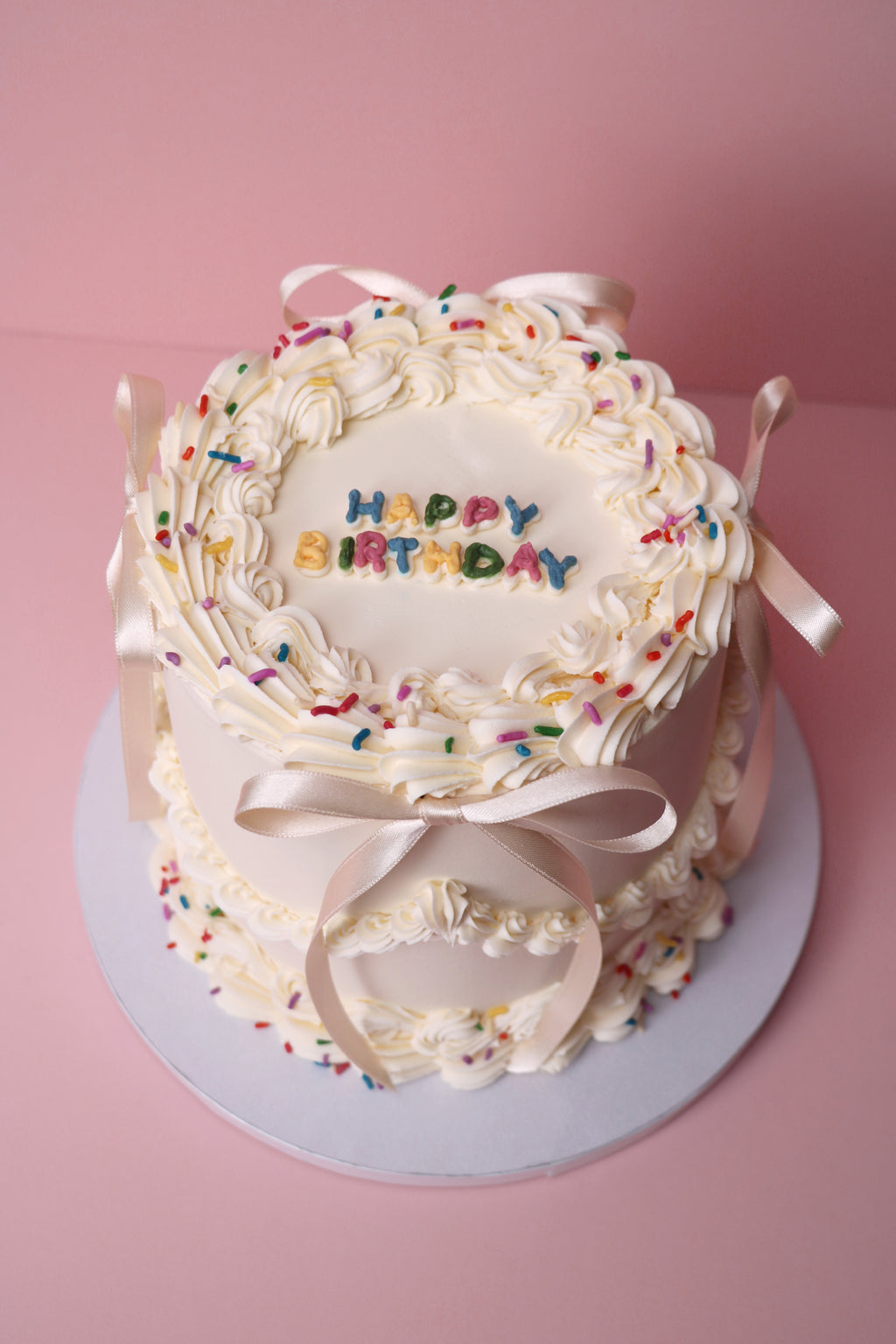 Retro Sprinkle Birthday Cake with Bows