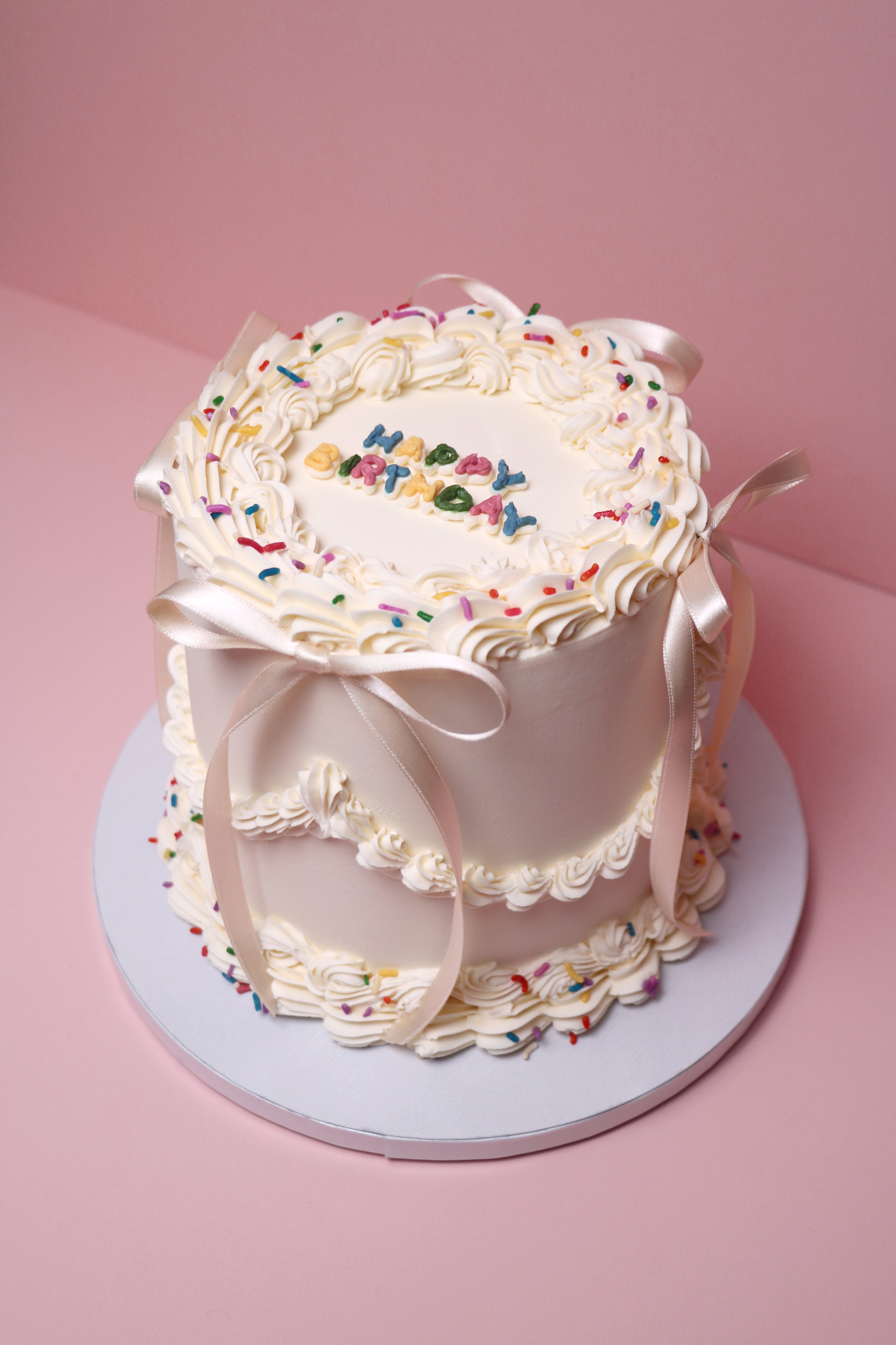 Retro Sprinkle Birthday Cake with Bows