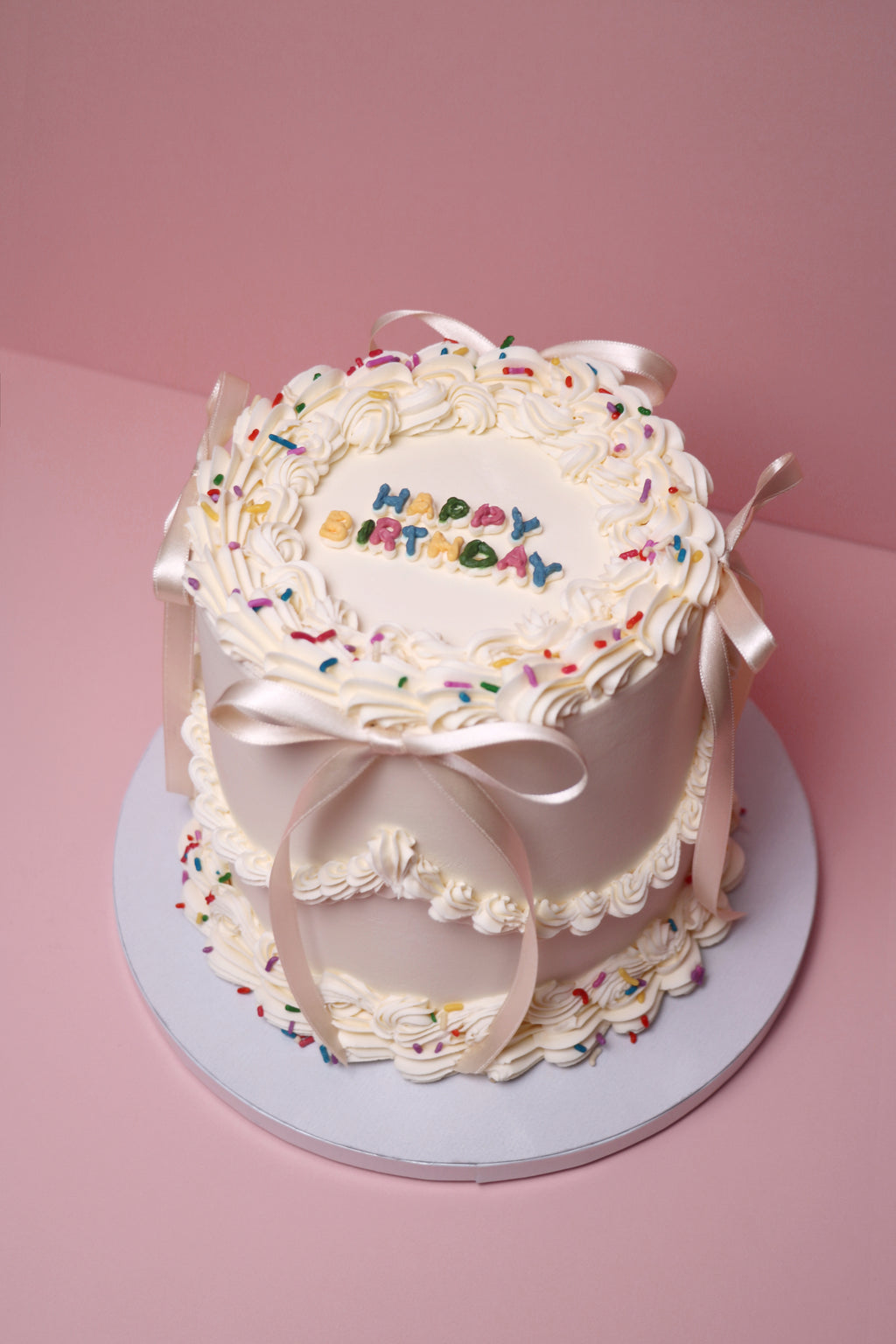 Retro Sprinkle Birthday Cake with Bows