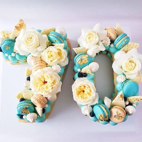 Blue Garden Number Letter Cookie Cake