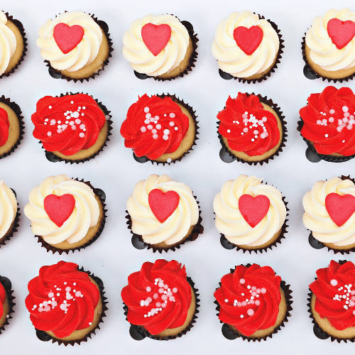 Cupid Hearts Mini Cupcakes (24)