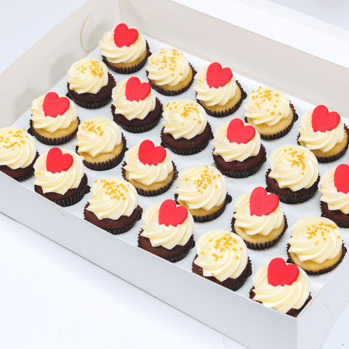 Hearts and Gold Mini Cupcakes (24)