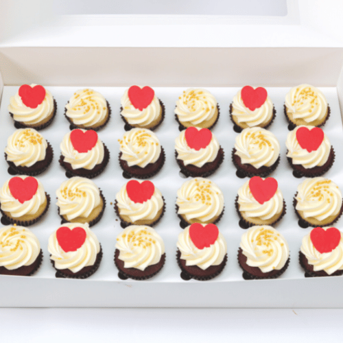 Hearts and Gold Mini Cupcakes (24)