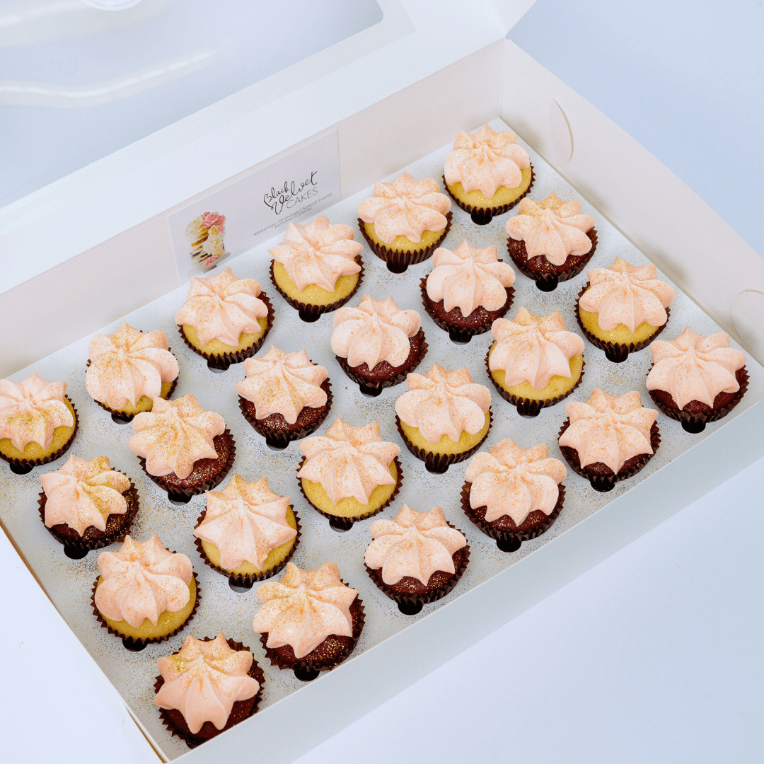 Pink and Gold Mini Cupcakes (24)