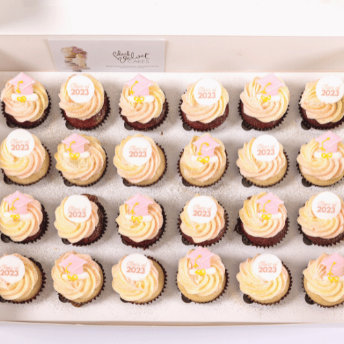 Pink Lady Graduation Mini Cupcakes (24)