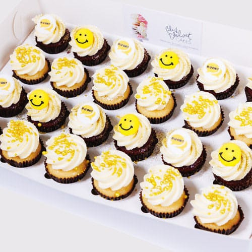 R U OK? DAYHappy Smiley Mini Cupcakes (24)