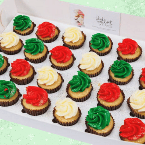 VEGAN Christmas Baubles Mini Cupcakes (24)